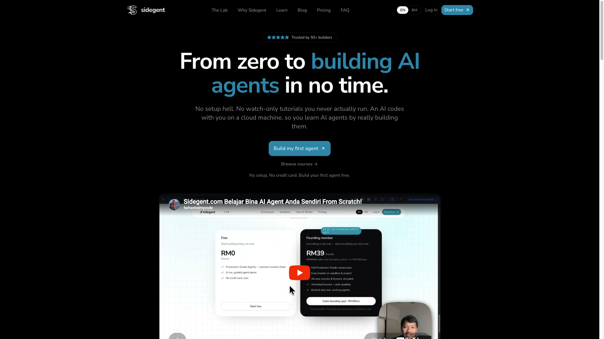 sidegent.com — from zero to building AI agents
